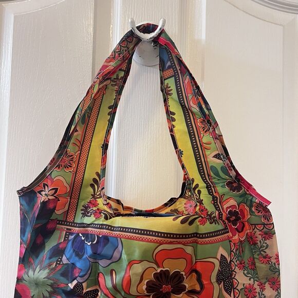 Johnny Was California Floral Reusable Tote Bag Multicolor Lightweight Foldable - Picture 9 of 12